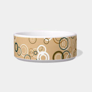 Cream, White Retro Circles Abstract Art Bowl