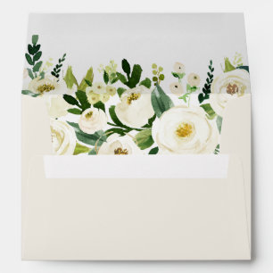 Cream White Rose Floral 5x7 Card Envelope