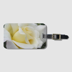 Cream White Rose Luggage Tag