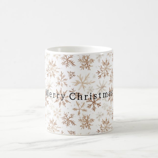 Cream White Snowflakes Christmas   Coffee Mug (Center)