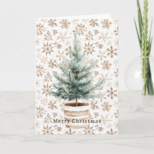 Cream White Snowflakes Christmas Tree Card