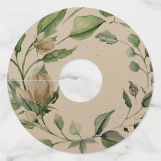 Cream White Vintage Watercolor Floral Wreath Wine Glass Tag