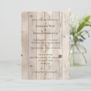Cream White Wood Wedding Invitation