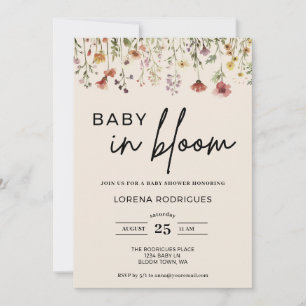 Cream Wildflower Baby in Bloom Baby Shower Invitation