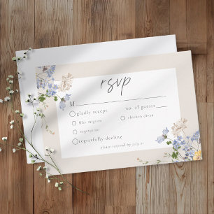 Cream Wildflower Garden Elegant Wedding RSVP Card