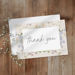 Cream Wildflower Garden Elegant Wedding Thank You Card