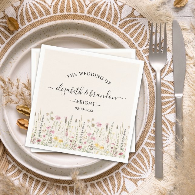 Cream Wildflower Wedding in Boho Style Napkin (Creator Uploaded)