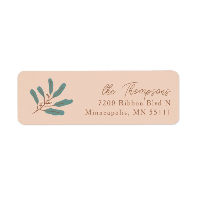 Cream Winter Botanical Return Address Label (Front)