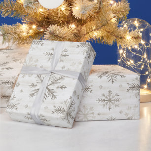 Cream Winter Snowflakes Christmas Wrapping Paper