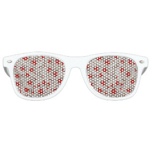Cream With Cherries Motif Random Pattern Retro Sunglasses