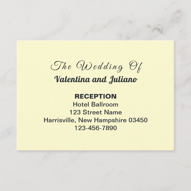 Cream With Slate Text Wedding Reception Enclosure Card (Front)