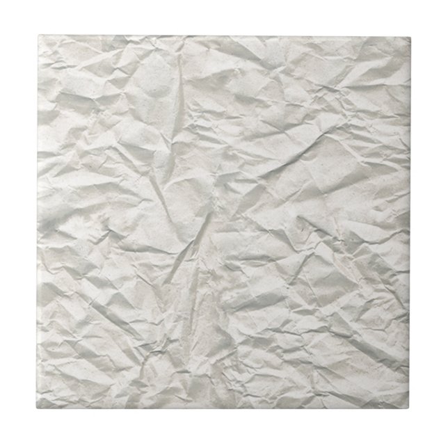 Cream Wrinkled Paper Texture Ceramic Tile (Front)