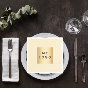 Cream yellow business logo napkin