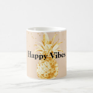 Cream Yellow Gold Pineapple Coffee Mug
