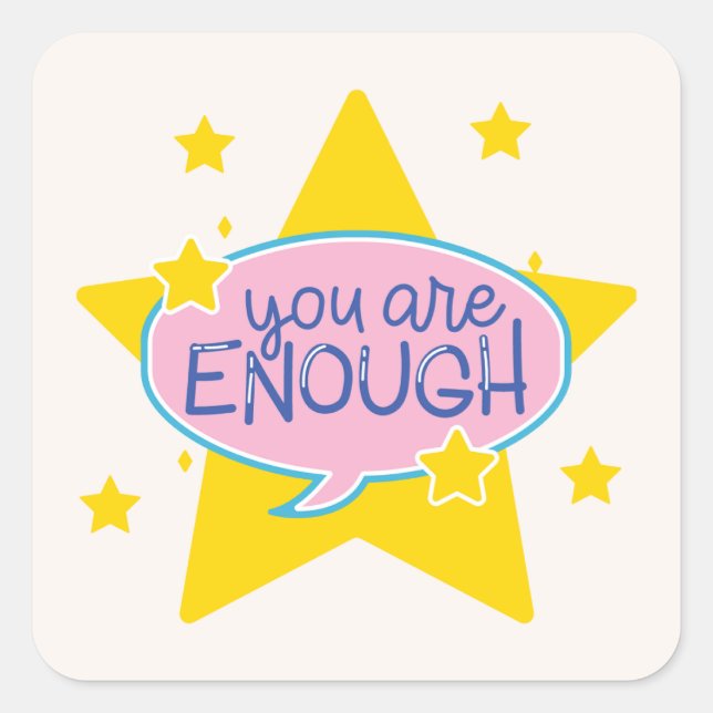 Cream & Yellow Star Motivational Circle Sticker (Front)