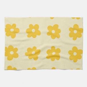 Cream Yellow Tropical Floral Botanical Spring  Tea Towel