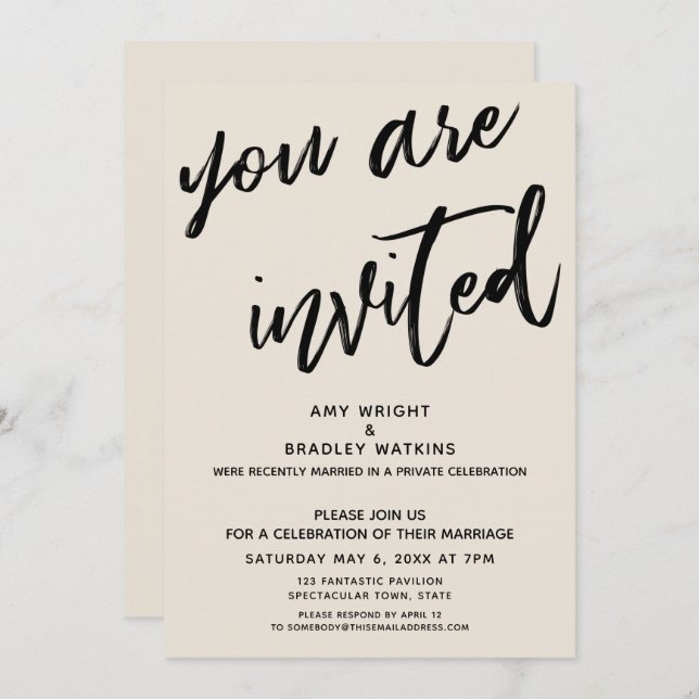 Cream You Are Invited Post-Wedding Reception Invitation (Front/Back)