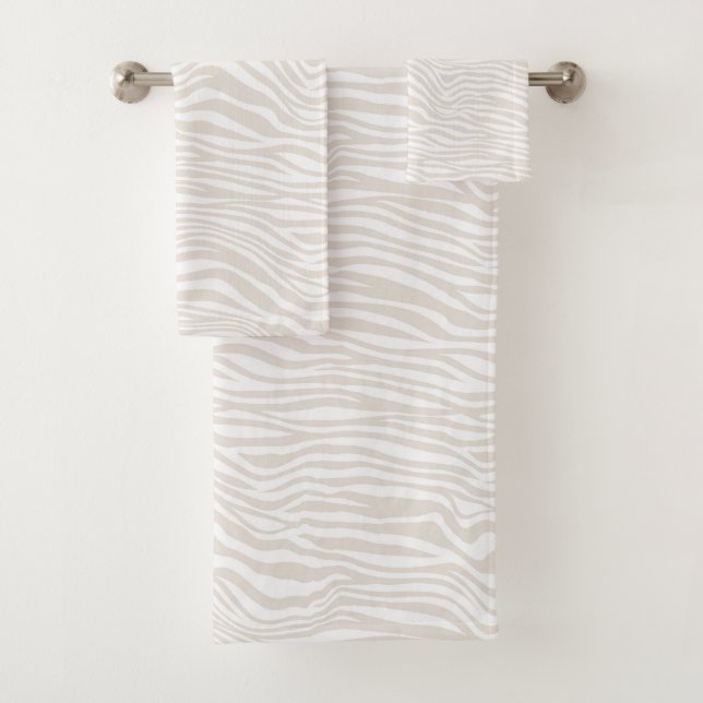 Cream Zebra Print Bath Towel Set (Insitu)