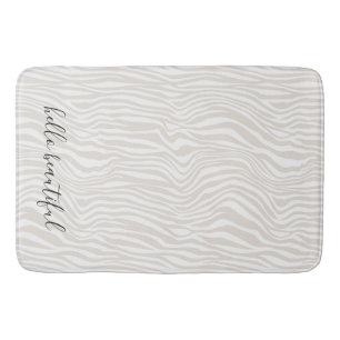 Cream Zebra Print personalized Bath Mat
