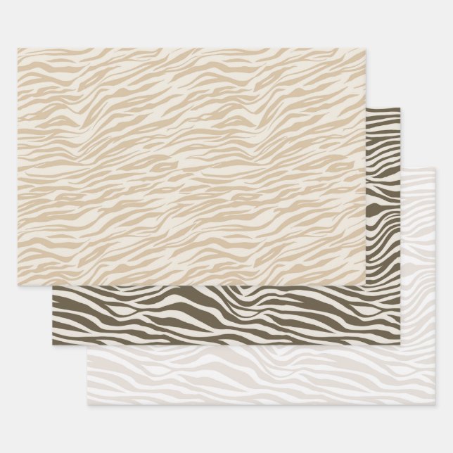 Cream Zebra Print Wrapping Paper Sheet (Set)