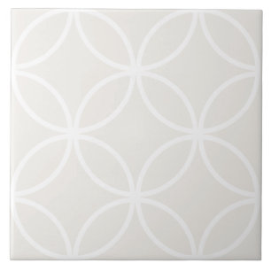 Creamgrey and white petals circle diamond pattern ceramic tile
