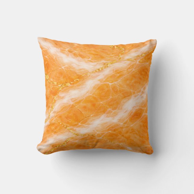 Creamsicle Marble with Ivory Swirls & Gold Veining Cushion (Front)