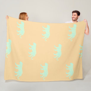 Creamsicle & Mint Tiger Fleece Blanket 