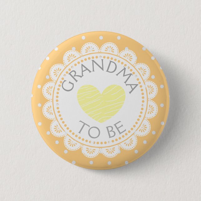 Creamsicle Orange Polka Dot Grandma to Be Button (Front)