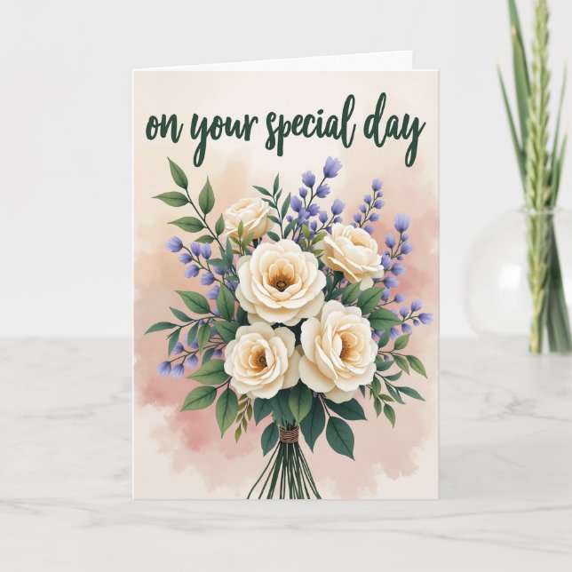 Creamy Bloom Birthday Card (Front)