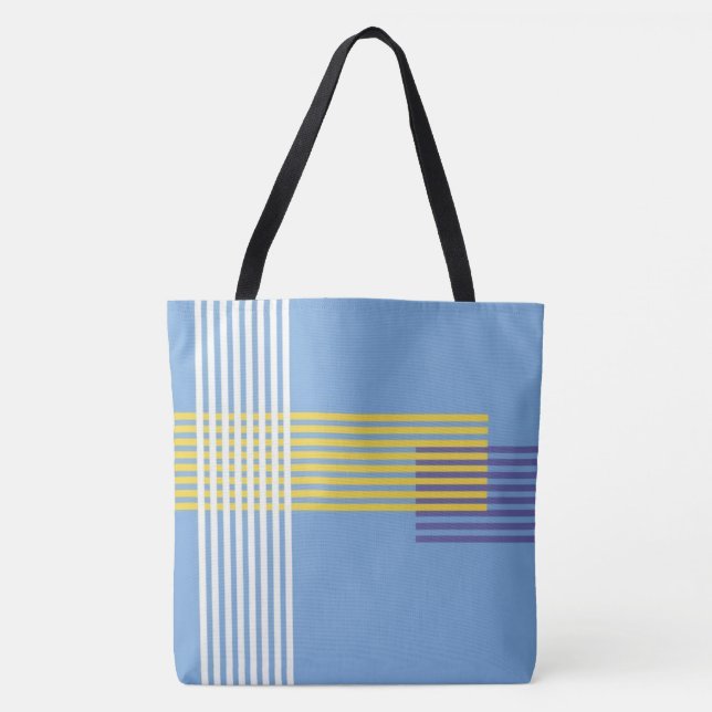 Creamy Blue Colour Printed Tote Bag  (Front)