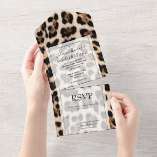 Creamy Brown Black Leopard   All In One Invitation