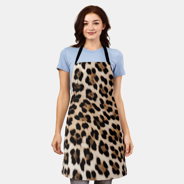 Creamy Brown Black Leopard   Apron (Worn)