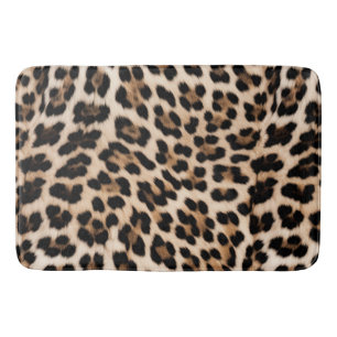 Creamy Brown Black Leopard Bath Mat