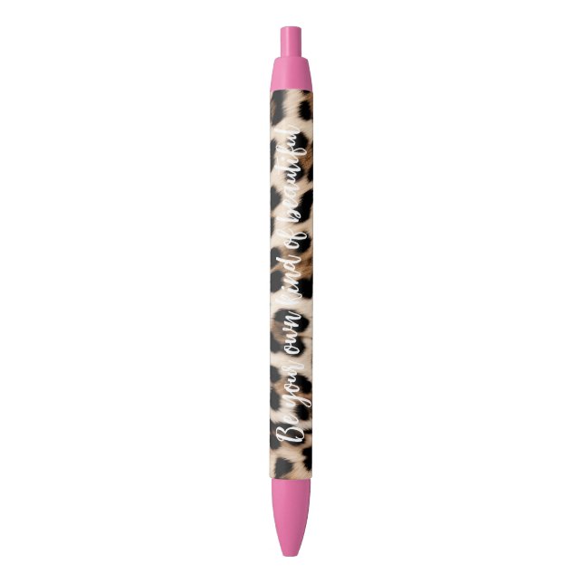 Creamy Brown Black Leopard Ink Pen (Front Vertical)