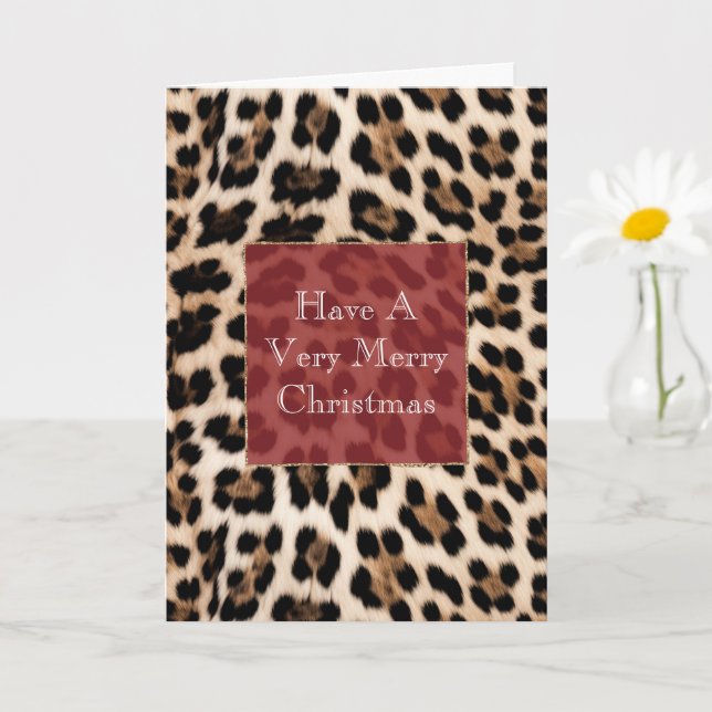 Creamy Brown Black Leopard Print  Card (Small Plant)