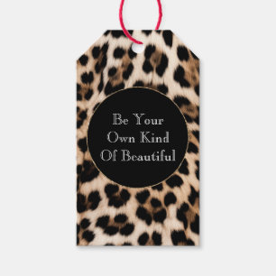 Creamy Brown Black Leopard Print Gift Tags