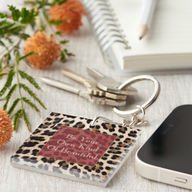 Creamy Brown Black Leopard Print  Key Ring (Front Right)