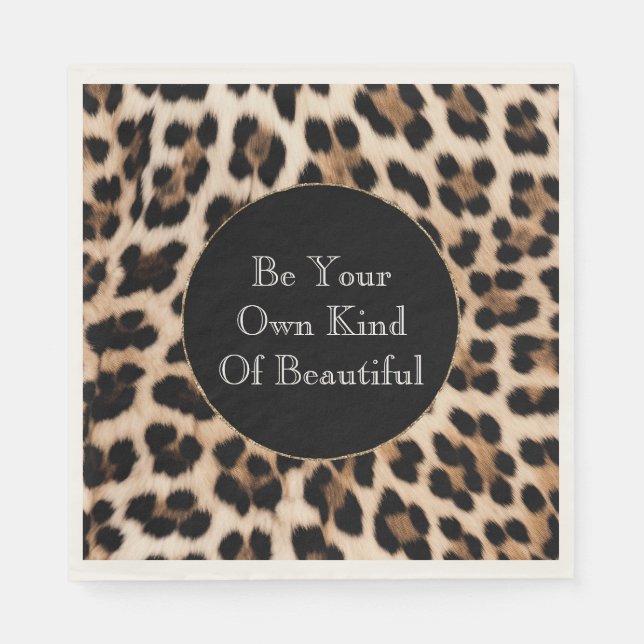 Creamy Brown Black Leopard Print  Napkin (Front)