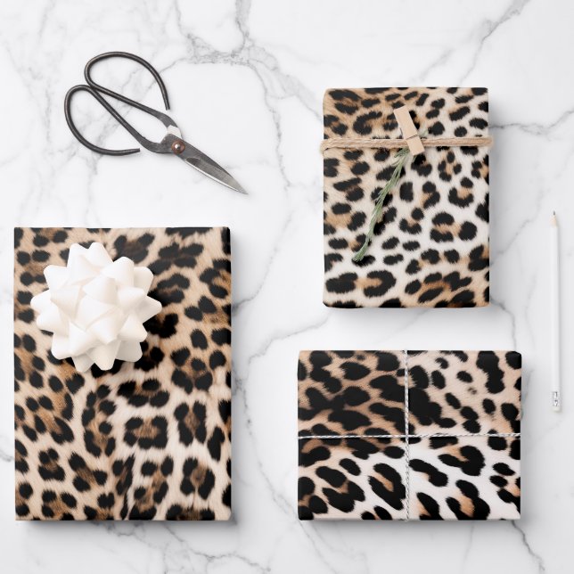 Creamy Brown Black Leopard   Wrapping Paper Sheet (Front)
