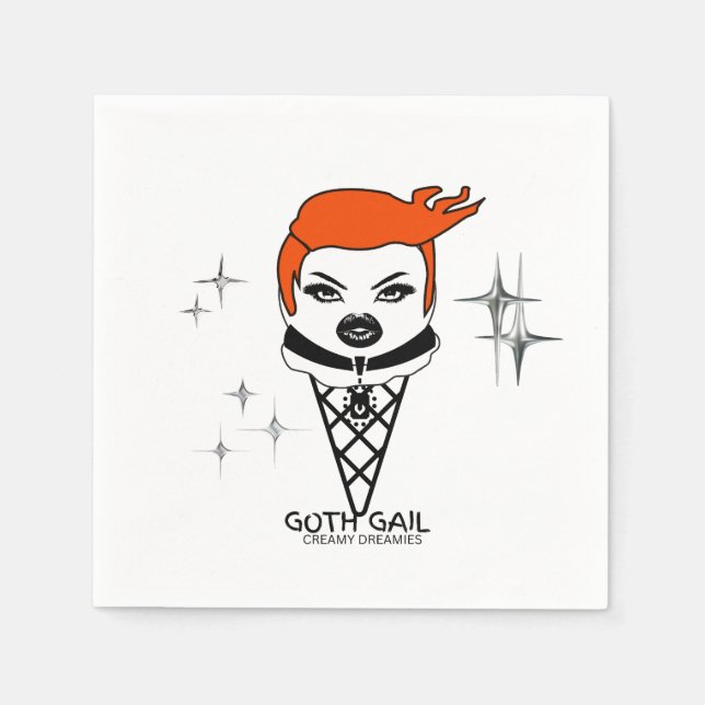 Creamy Dreamies Goth Gail drink napkins  (Front)