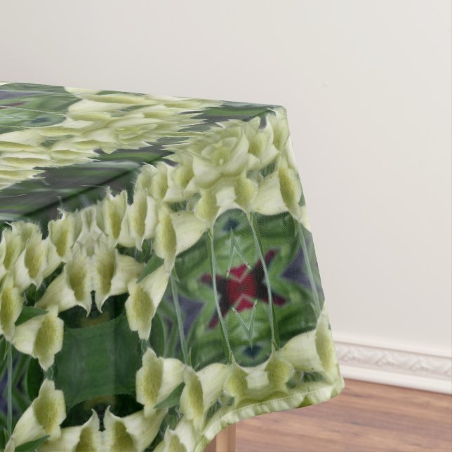 Creamy Foxglove Flower Abstract Pattern         Tablecloth (In Situ)