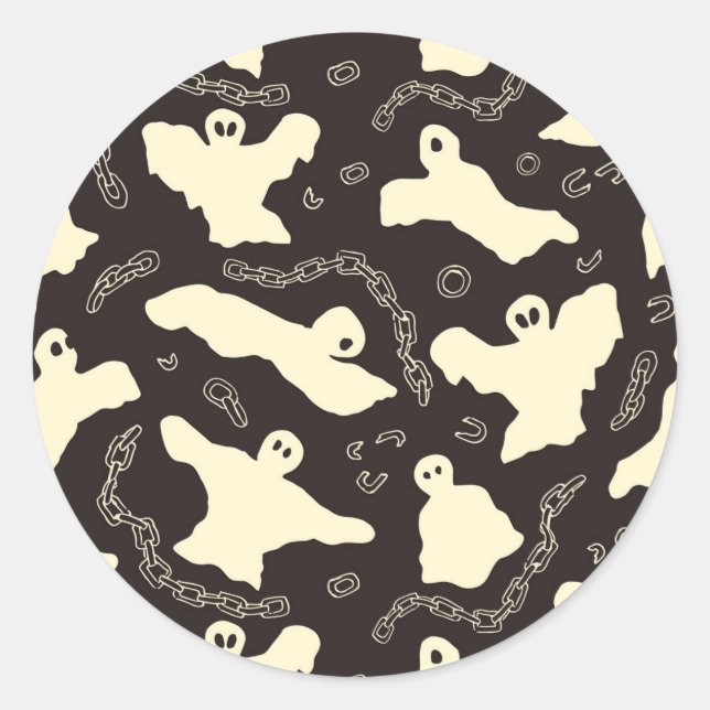 Creamy Ghosts - Halloween pattern. Classic Round Sticker (Front)