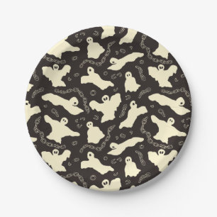 Creamy Ghosts - Halloween pattern. Paper Plate