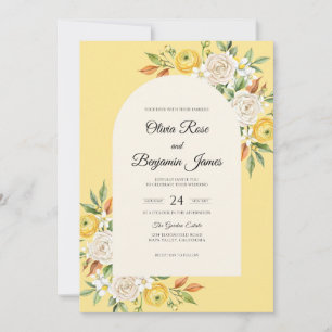 Creamy Gold Petal Wedding Invitation