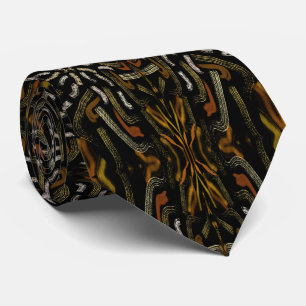 Creamy Golden Yellows Raked Pattern On Black Tie