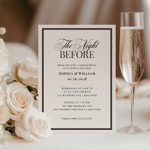 Creamy Ivory and Brown Neutral Rehearsal Dinner Invitation