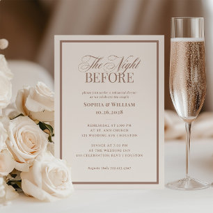Creamy Ivory and Taupe Neutral Rehearsal Dinner Invitation