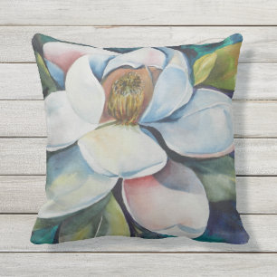 Creamy Magnolia Flower Cushion