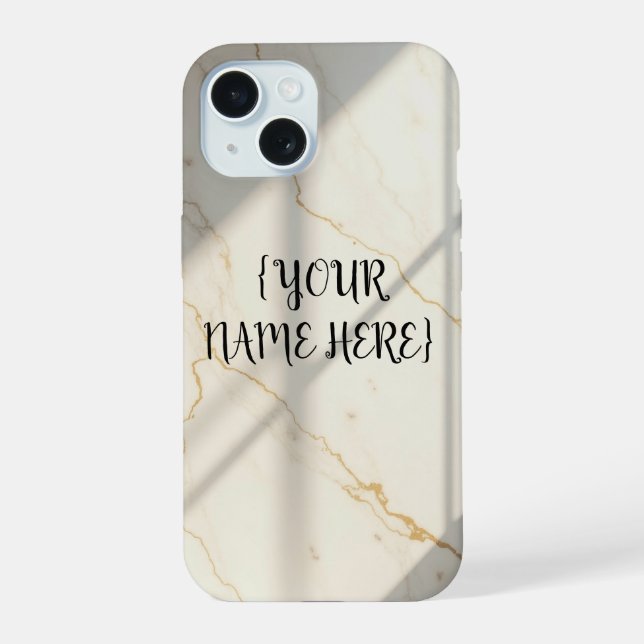 Creamy Marble Monogram Barely There iPhone 15 Case (Back)