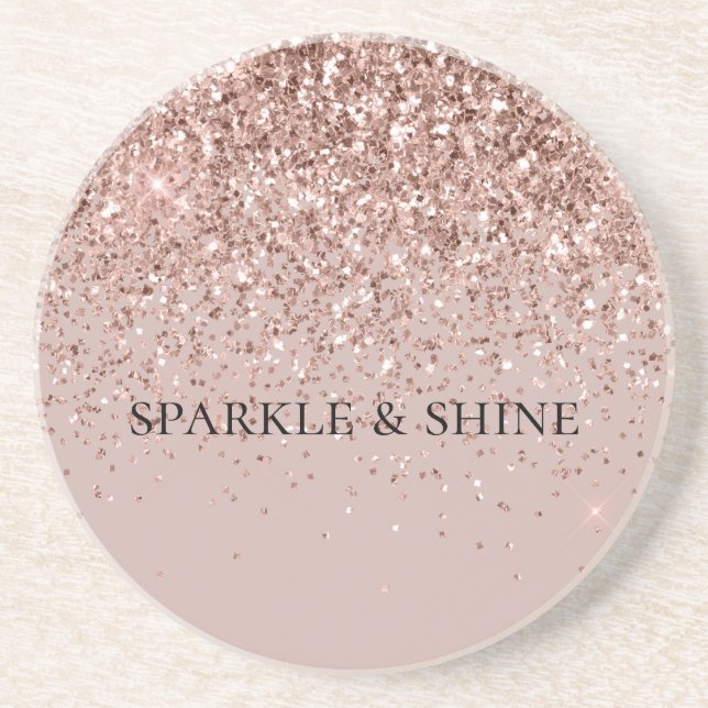 Creamy Mauve Rose Gold Glitter Sparkle Coaster (Front)
